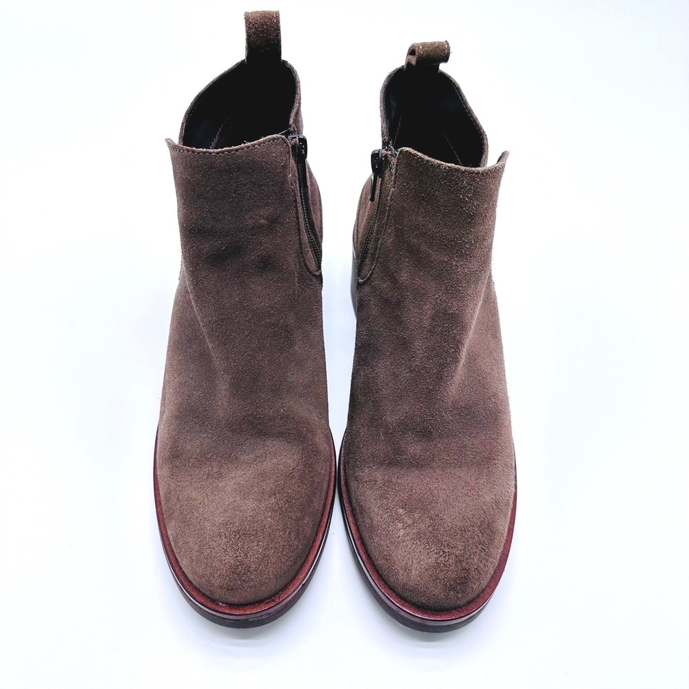Clarks Womens Brown Suede Ankle Boots Block Heel Side Zip Booties 8.5 M 26161361